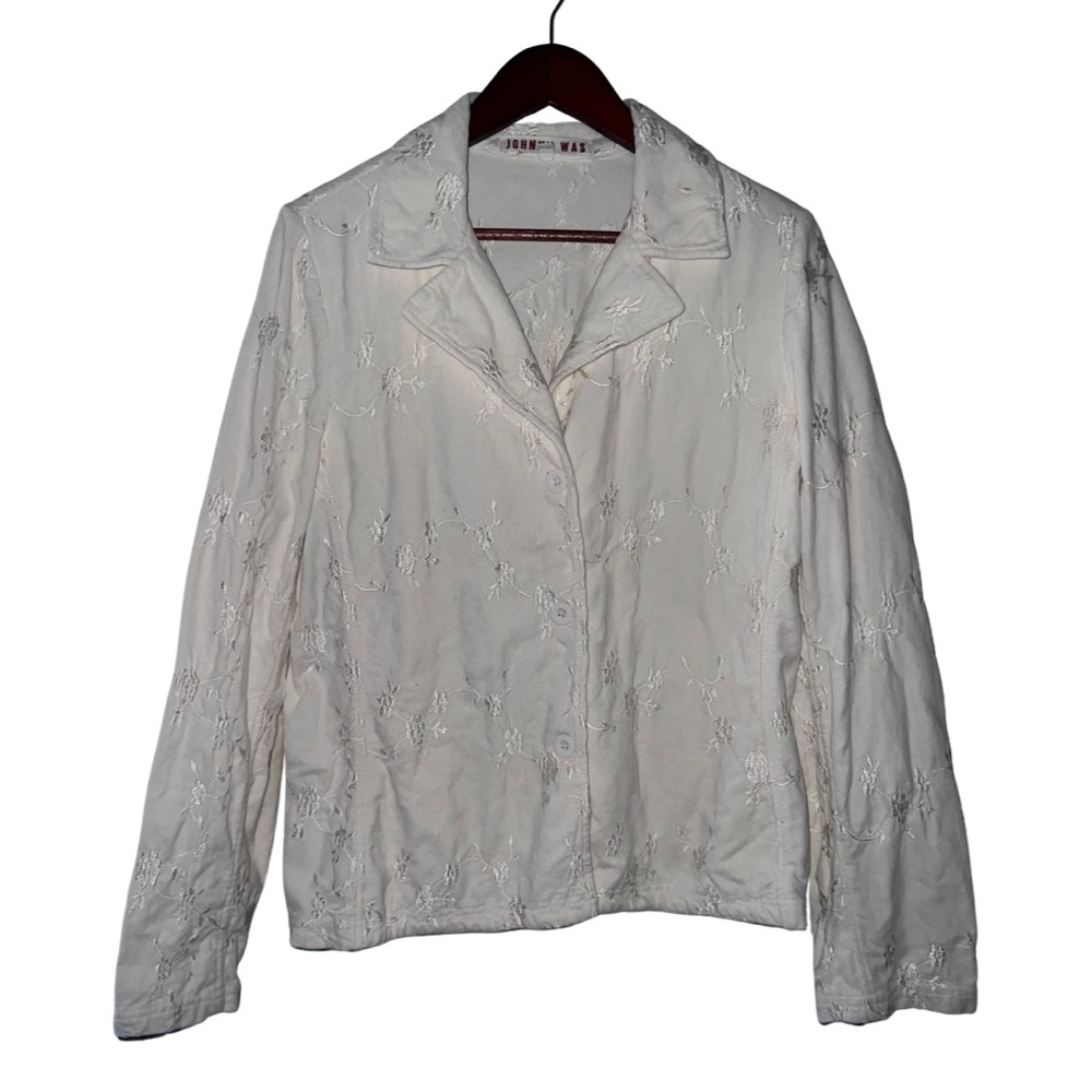 Johnny Was | Vintage White Embroidered Button-up Jacket